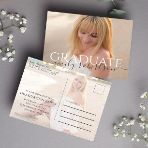 Postal Graduation Minimalist Two Photo Simple Elegant
