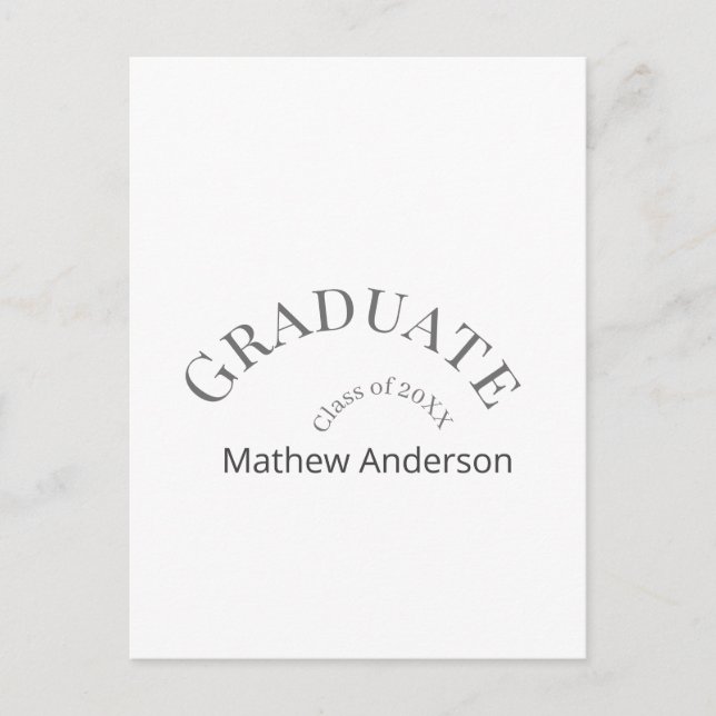 Postal Graduation name class of 20XX gray bold stylish  (Anverso)