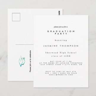 Postal Graduation Party Simple Elegant Invite