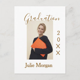 Postal Graduation photo brown golden year 20XX namesimple