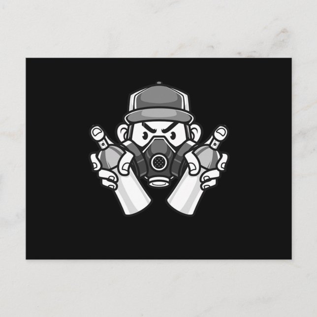 Postal Graffiti Artista Máscara De Gas Urbano El Spray Pu (Anverso)