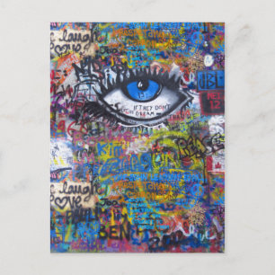 Postal Graffiti azul ojo malvado