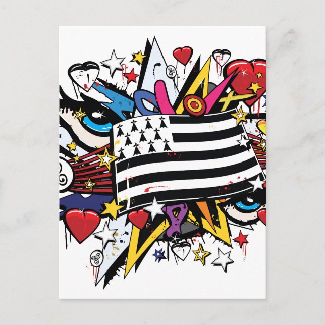 Postal Graffiti bretón de Drapeau Bretagne (Anverso)