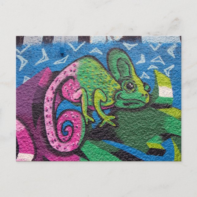 Postal Graffiti colorido Chameleon (Anverso)