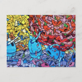 Postal Graffiti de arte mural de robots de reciclaje retr