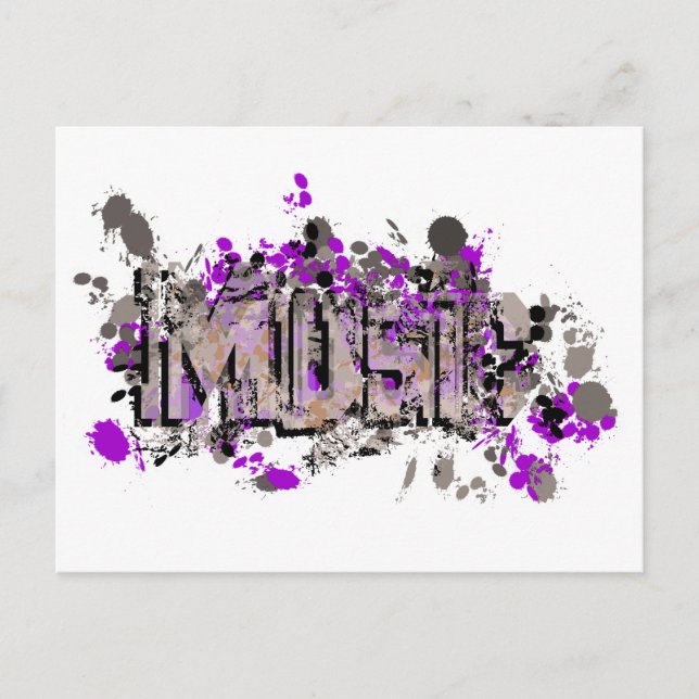 Postal Graffiti de estilo musical signo de gris morado (Anverso)