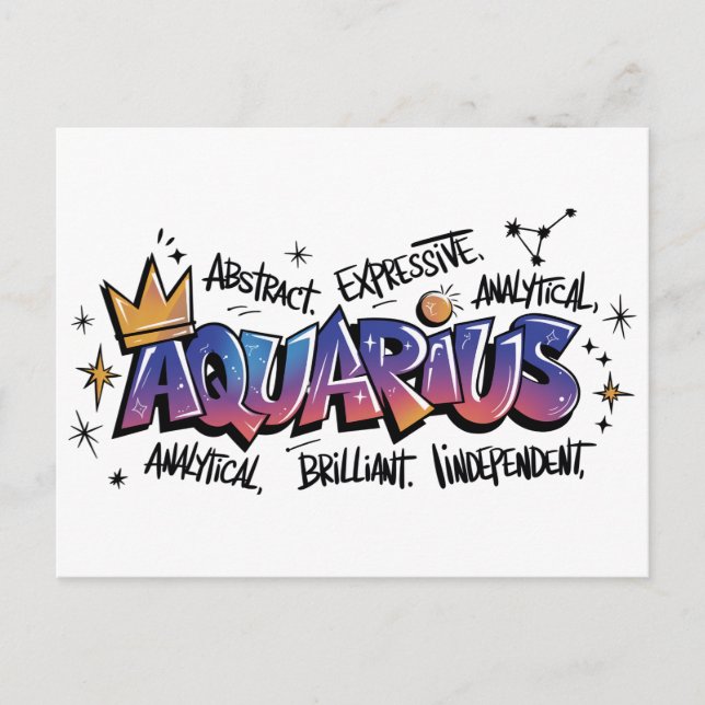 Postal Graffiti del Zodiaco de Acuario (Anverso)
