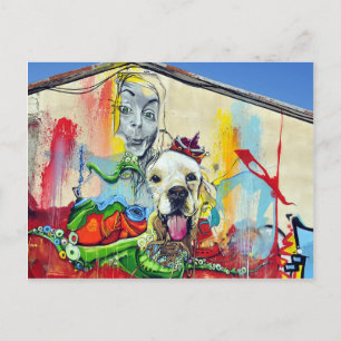 Postal Graffiti mural de perro