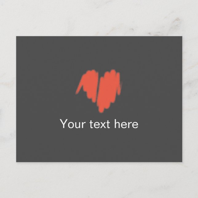 Postal Graffiti rojo moderado roció imagen del corazón (Anverso)