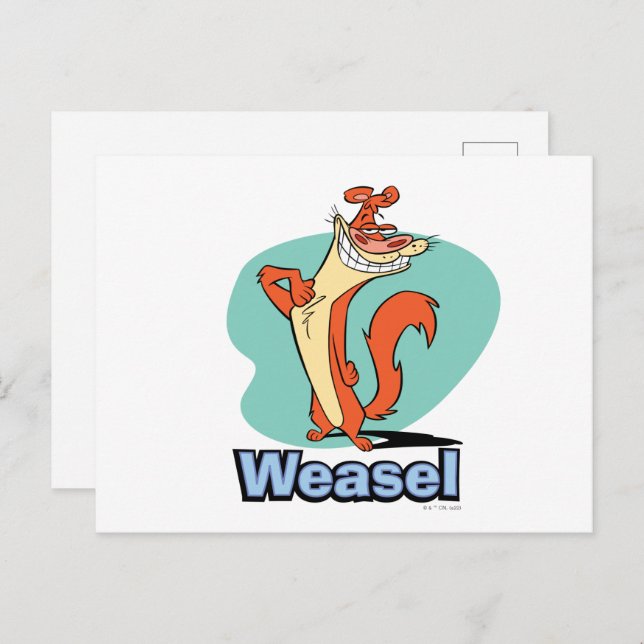 Postal Gráfica de carácter de Weasel Orgulloso (Anverso / Reverso)