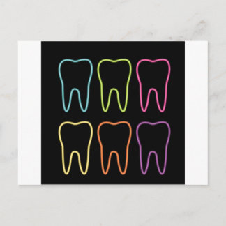 Postal Gráfica de dientes de neón para dentista