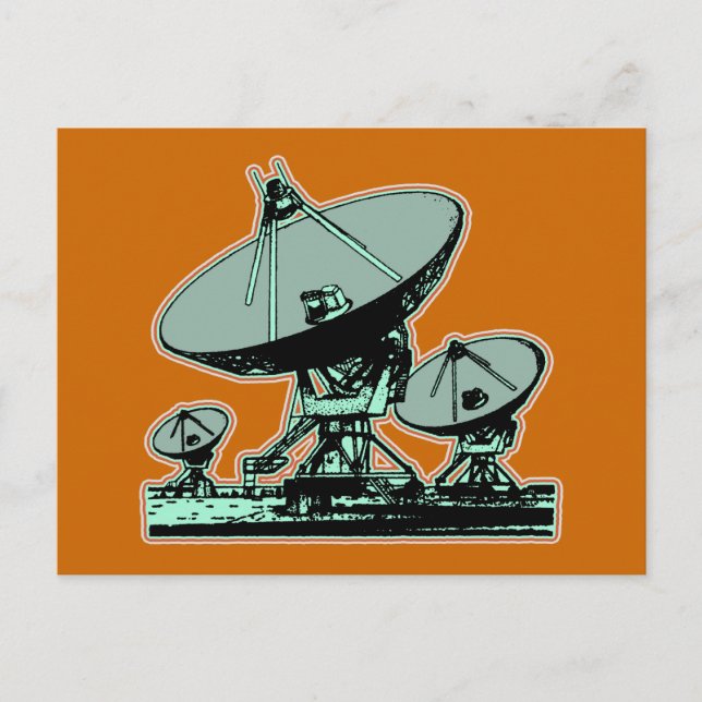 Postal Gráfica de Dish por Satélite Retro (Anverso)
