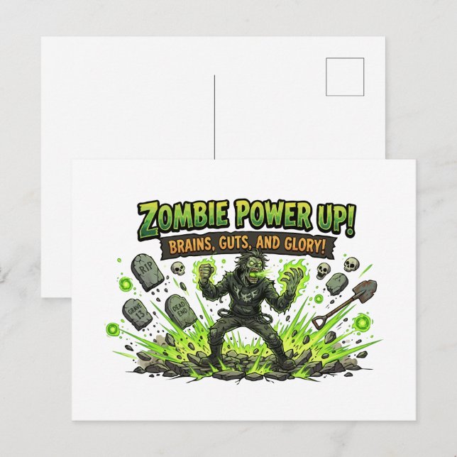 Postal Gráfica de jugador de poder zombie (Anverso / Reverso)