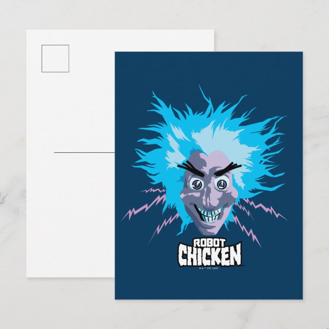 Postal Gráfica de la cabeza del científico del pollo robo (Anverso / Reverso)