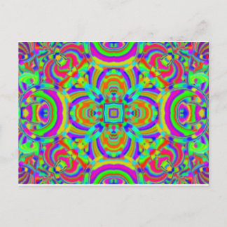 Postal Gráfica de neón de patrón Kaleidoscope 1