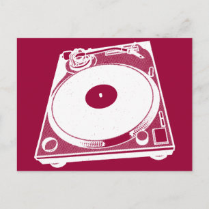 Postal Gráfica de tornamesa retro en blanco