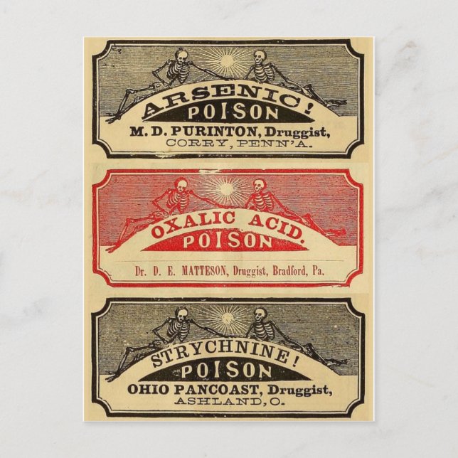 Postal gráfica de veneno vintage (Anverso)