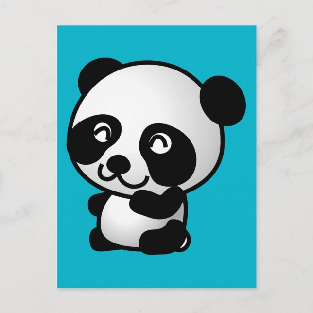 Postal Gráfica del oso panda de personalizado blanco y ne (Anverso)