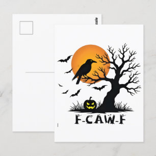 Postal Gráfica F-Caw-F para el arte de Halloween y el ama