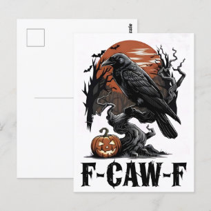 Postal Gráfica F-Caw-F para el arte de Halloween y el ama