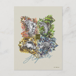 Postal Gráfica floral de la insignia HOGWARTS™