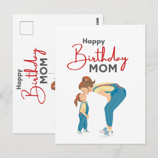 Postal Gráfica minimalista gris “Feliz cumpleaños mamá”