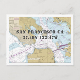 Postal Gráfica náutica de San Francisco CA Longitud de la