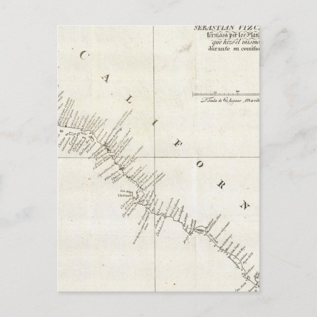 Postal Gráfica sin color de California (Anverso)