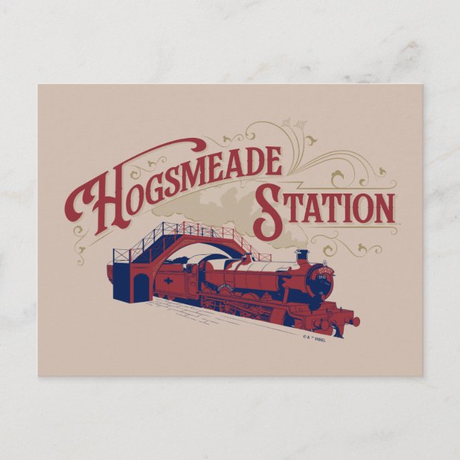 Postal Gráfica Vintage de la estación HOGSMEADE (Anverso)
