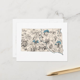 Postal Gráfico antiguo del mapa de imagen de la vieja Dak