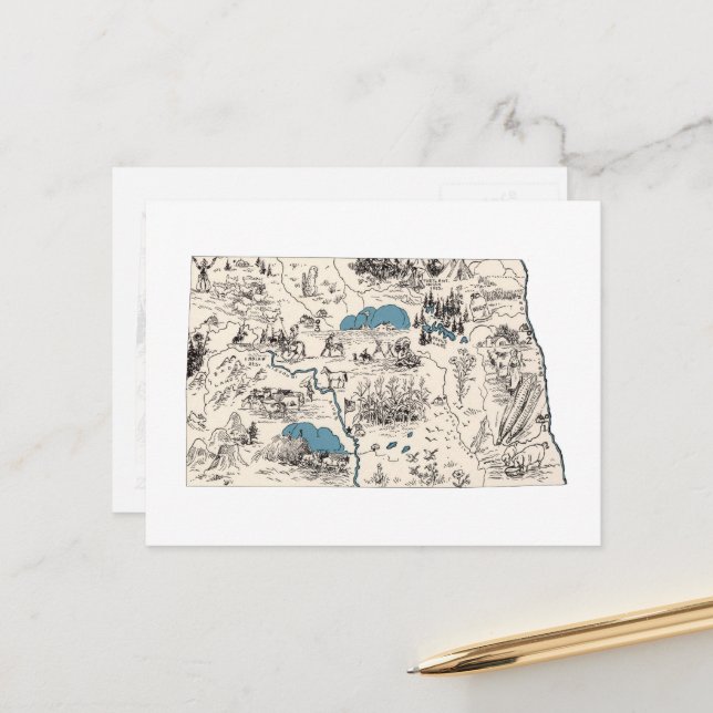 Postal Gráfico antiguo del mapa de imagen de la vieja Dak (Anverso/Reverso In Situ)