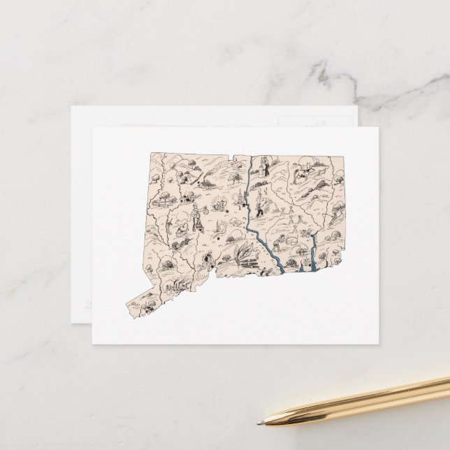 Postal Gráfico antiguo del mapa de imágenes antiguas de C (Anverso/Reverso In Situ)