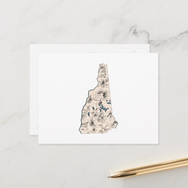 Postal Gráfico antiguo del mapa de imágenes antiguas de N (Anverso/Reverso In Situ)