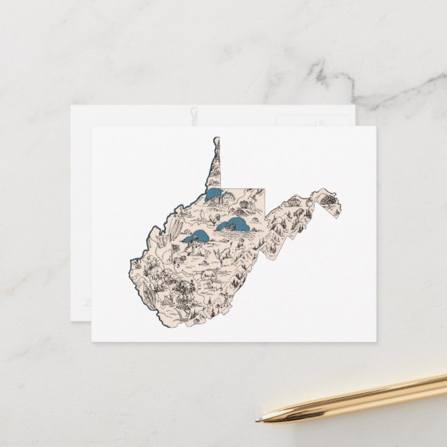 Postal Gráfico antiguo del mapa de imágenes de la antigüe (Anverso/Reverso In Situ)