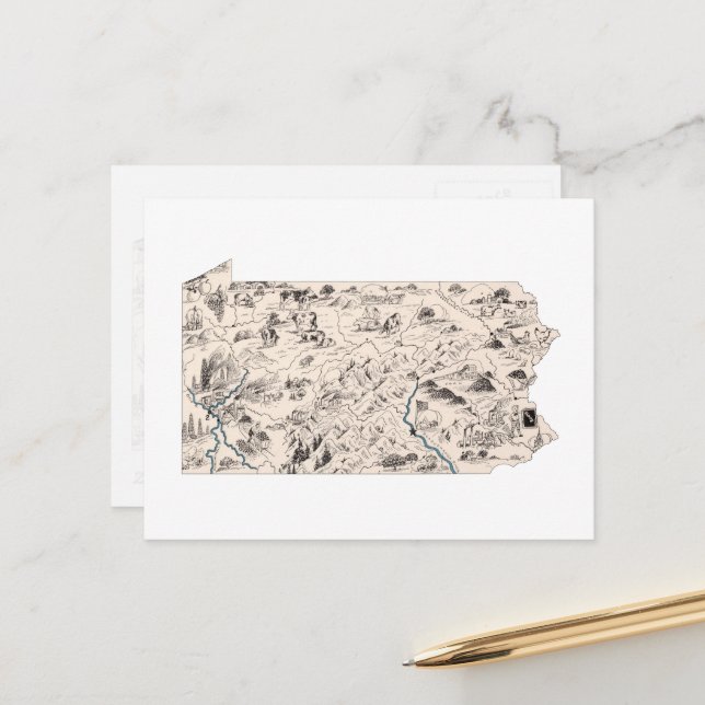 Postal Gráfico antiguo del mapa de imágenes de la época d (Anverso/Reverso In Situ)