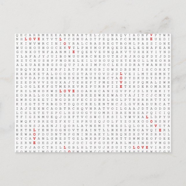 Postal Gráfico de amor al rompecabezas de búsqueda de pal (Anverso)