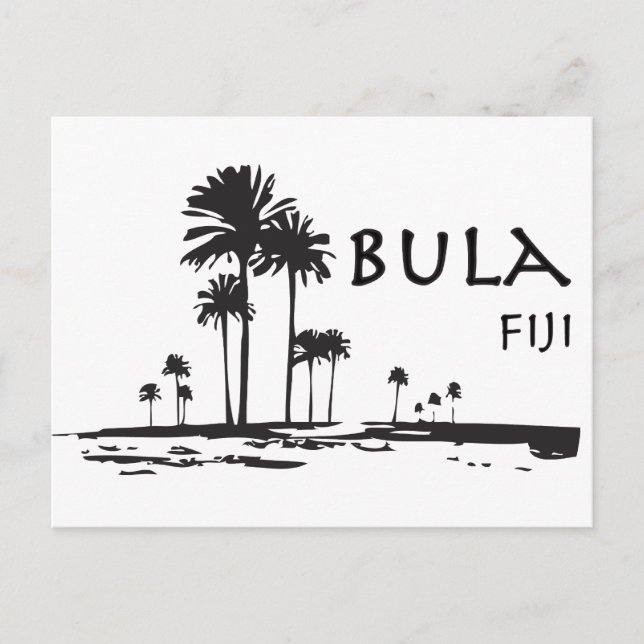 Postal Gráfico de árbol de palmeras de Bula Fiji (Anverso)