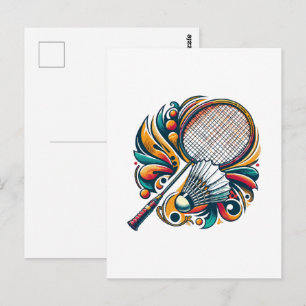 Postal Gráfico de bádminton