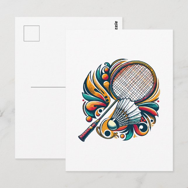 Postal Gráfico de bádminton (Anverso / Reverso)