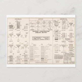 Postal Gráfico de construcción de cócteles de mediados de