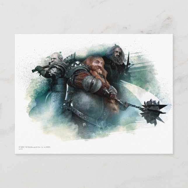 Postal Gráfico de Dori, Bombur y Oin (Anverso)