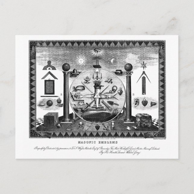 Postal Gráfico de emblemas masónicos de 1874
