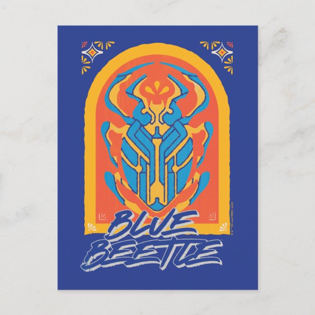 Postal Gráfico de Escarabajo de Blue Beetle estilo Talave (Anverso)