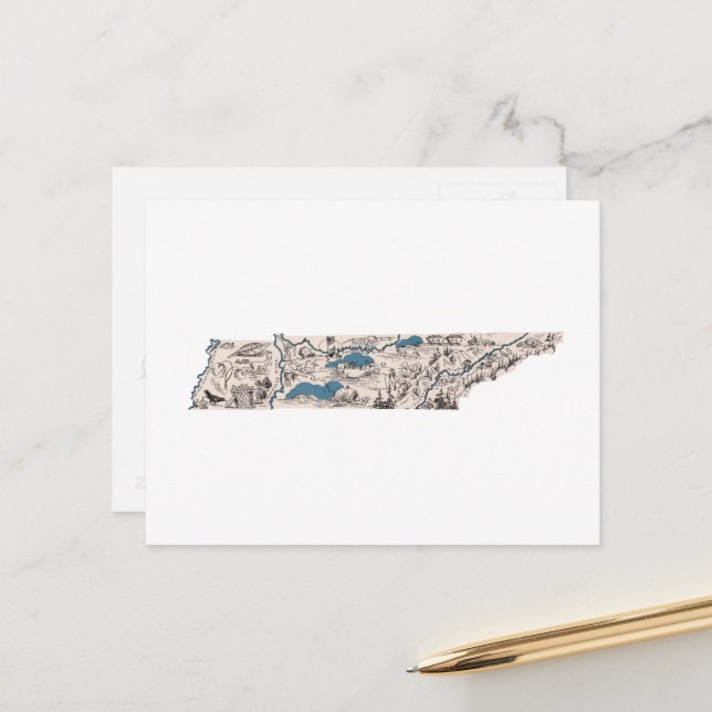 Postal Gráfico de estado antiguo del mapa de imagen de ép (Anverso/Reverso In Situ)