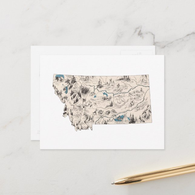 Postal Gráfico de estado antiguo del mapa de imágenes de  (Anverso/Reverso In Situ)