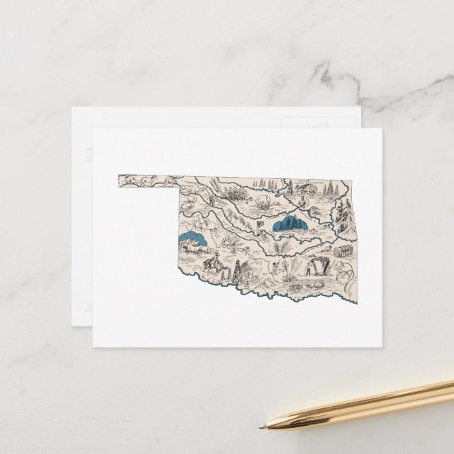 Postal Gráfico de estado antiguo del mapa de imágenes de  (Anverso/Reverso In Situ)