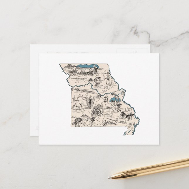 Postal Gráfico de estado antiguo del mapa de imágenes de  (Anverso/Reverso In Situ)