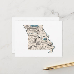 Postal Gráfico de estado antiguo del mapa de imágenes de 