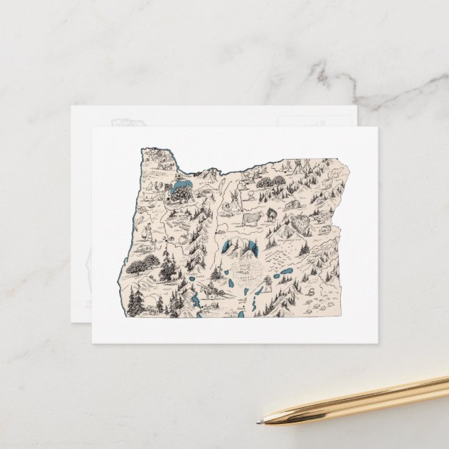 Postal Gráfico de estado antiguo del mapa de imágenes de  (Anverso/Reverso In Situ)