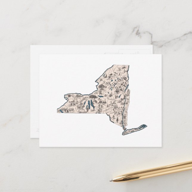 Postal Gráfico de estado antiguo del mapa de imágenes de  (Anverso/Reverso In Situ)